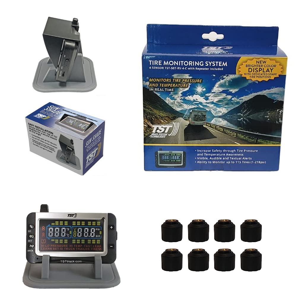 Truck System Technologies - TST 507 RV TPMS with Color Display - Tire Pressure Monitoring System for RVs, Campers & Trailers - Cap Sensor Kit