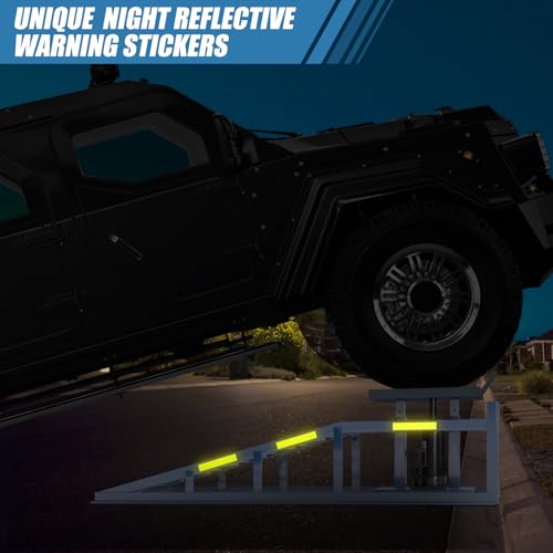2 Pack Car Ramps,5T 11000lbs Steel Automotive Hydraulic Car Ramps,Garage Car Lift Hydraulic Ramps with Night Warning Reflective Stickers