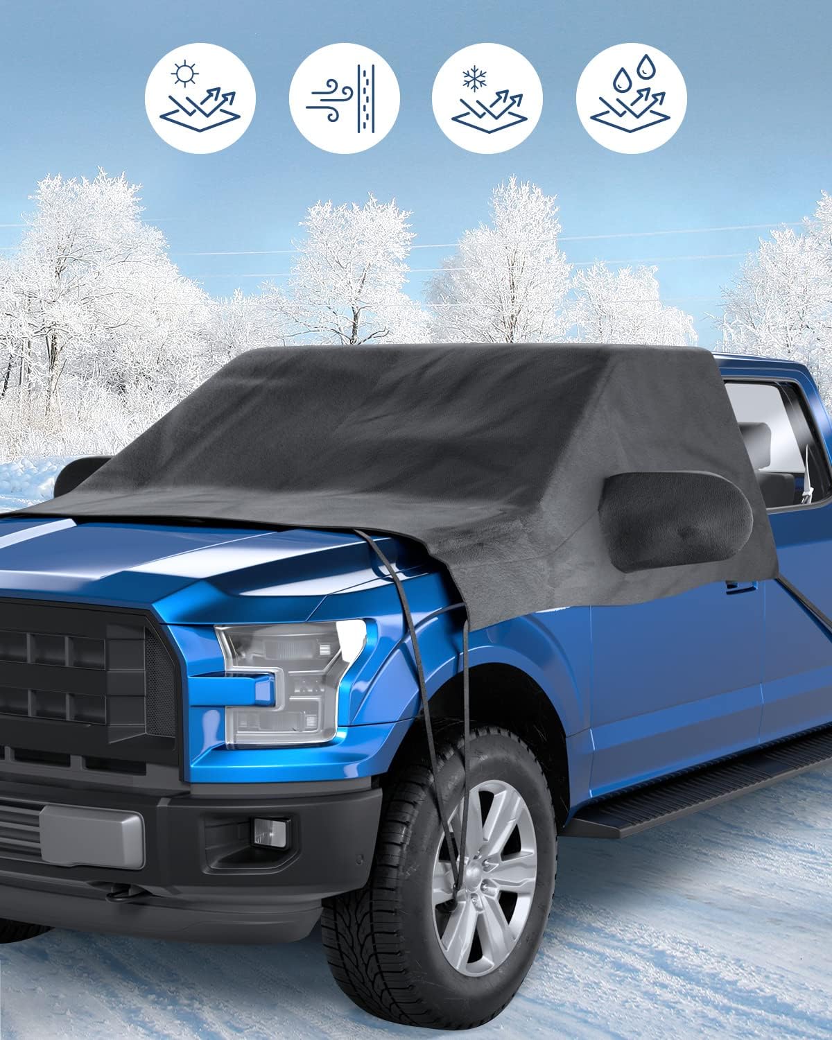 ISSYAUTO Windshield Snow Cover Fit for Truck Pickup Larger Windshield Cover for Ice and Snow