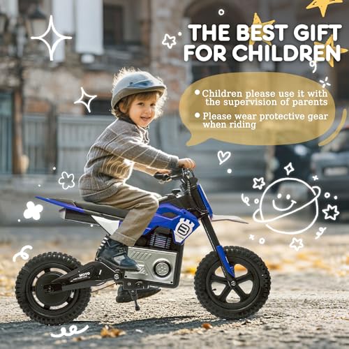 24V 8AH Electric Dirt Bike, Kids Ride On Motorcycle with 200W High Speed Hub Motor, 90 Min Usage, Powered Off-Road Bike withShock Absorber