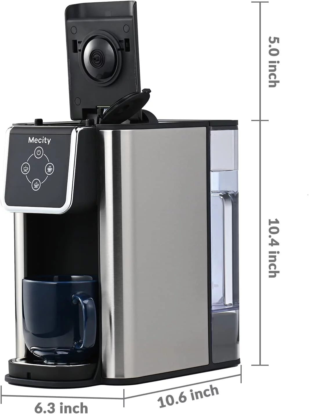 Mecity Coffee Maker 3 in 1 Single Serve Coffee Machine, Compatible with K cup Capsules, Instant Coffee Pot, Tea maker, 6,8,10 Oz Cup