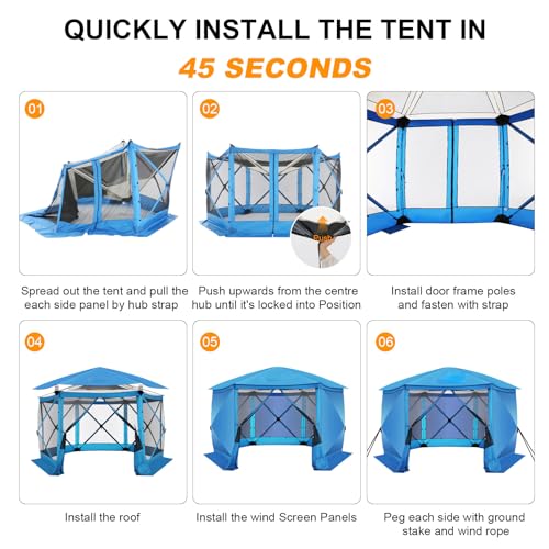 COBIZI 12x12ft Pop up Gazebo Screen Tent Screen House for Camping, Camping Outdoor Screened Gazebo, Canopy Tent