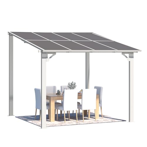 AECOJOY 10&rsquo; x 10&rsquo; Gazebo, Wall Mounted Gazebos Pergola on Clearance, Outdoor Patio Lean to Gazebo Awnings for Deck, Porch