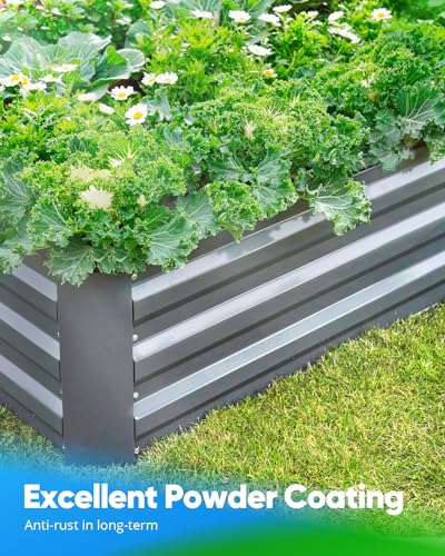Quictent Galvanized Raised Garden Bed with Crop Cage Plant Protection Net Tent and Shade Cloth Kit Metal Planter Box Bottomless Planting Vegetables