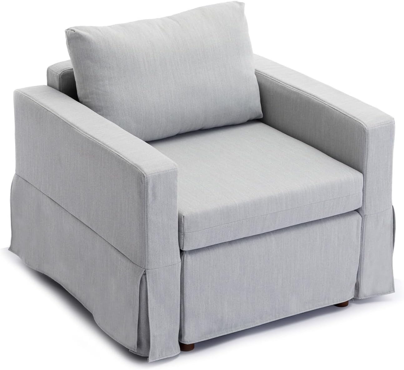 Single Seat Module Sofa Sectional Couch with 1 Ottoman,Cushion Covers Removable and Washable,Light Grey
