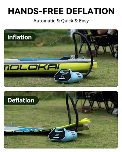 TOPUMP 7800mAh Rechargable SUP Air Pump TPS300,20PSI Electric Paddle Board Pump with Auto-Off Feature, Dual Stage Inflation & Deflation
