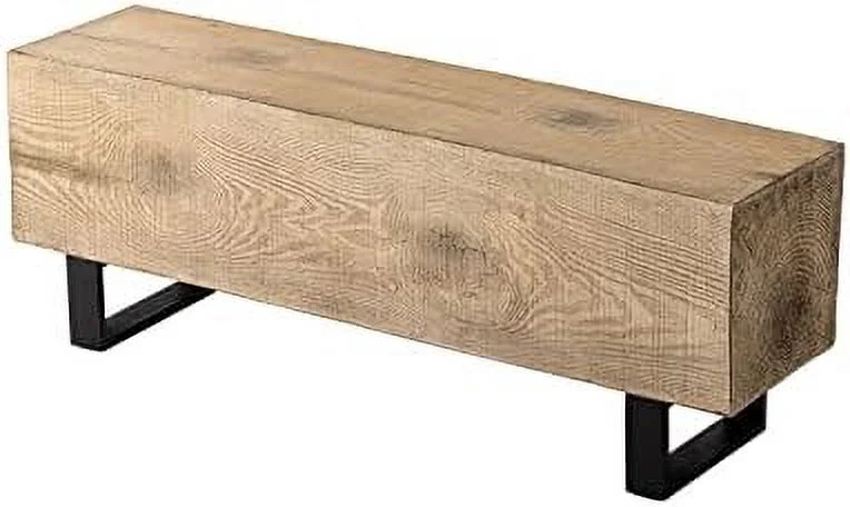 KHBIULIFE Patio Log Bench  Rectangular MgO Garden Bench  48.4 x 11.8\u201D Outdoor Bench  Rustic Bench for Yard or Lawn(Color Walnut)