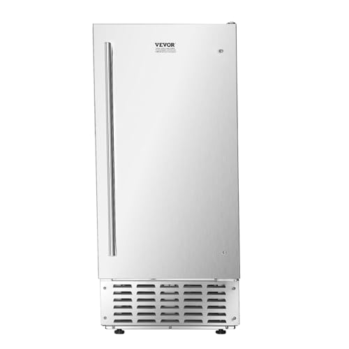 VEVOR Under Counter Ice Maker Machine, Crescent Ice, 25 Lbs/Day Stainless Steel Built in Ice Maker with Reversible Door