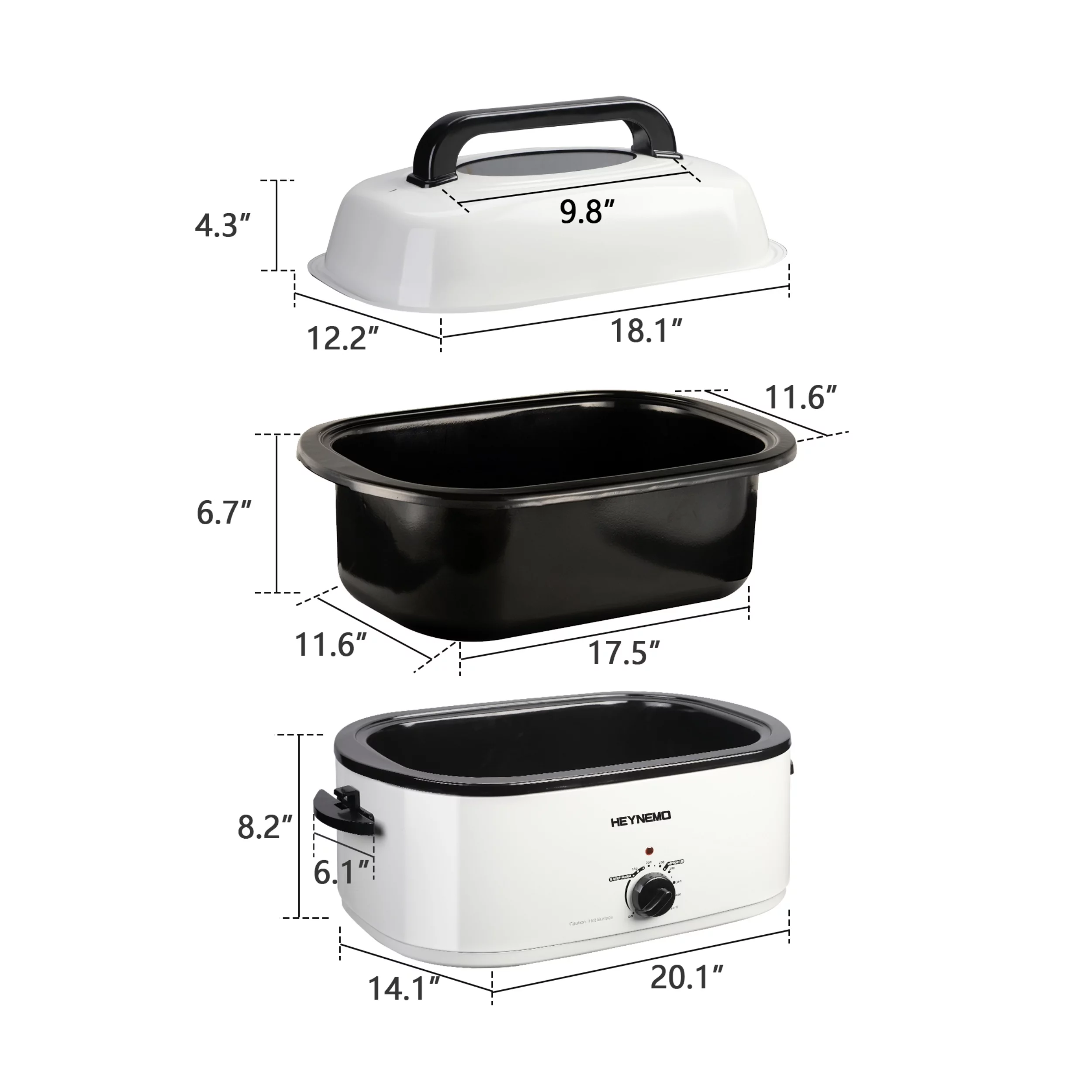 Superjoe 26 Quart Roaster Oven with Self-Basting Lid Removable Pan Electric Turkey Roaster Stainless Steel, White