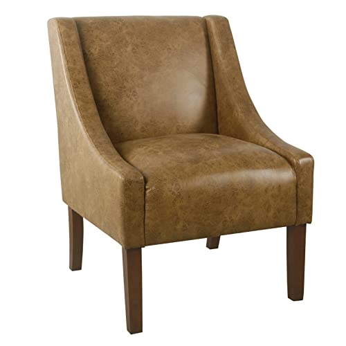 HomePop Velvet Swoop Arm Accent Chair, Suri Blue