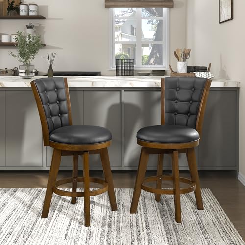 Lexicon Swivel Bar Stools Set of 2, Counter Height Stools for Kitchen Island, Kitchen Stools with Backs