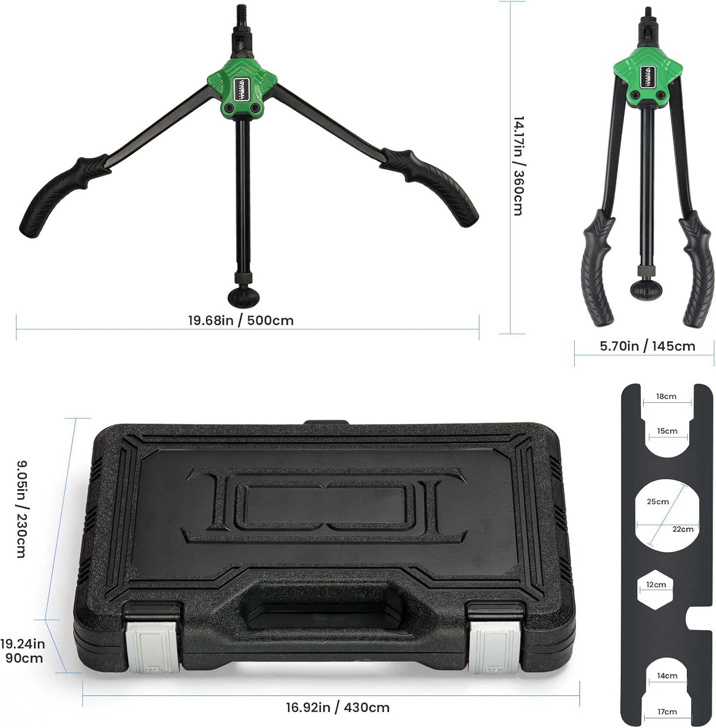 Anbull 14" Rivet Nut Tool,Hand Rivet Tool Kit with Auto Installation and Release Nut Design, 6 Metric & SAE Mandrels M6 M8 M10, 1/4-20, 5/16-18