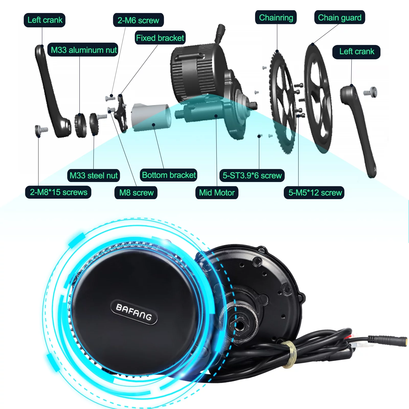 Bafang BBSHD 52V 1000W Mid Drive Motor Ebike Conversion Kit for Road Mountain Commuter Bike