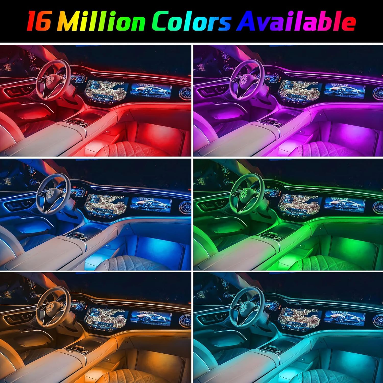 Interior Car Lights, WEBUPAR Car Accessories 10 in 1 Car LED Strip Lights with APP Control, 236 inches Fiber Optic
