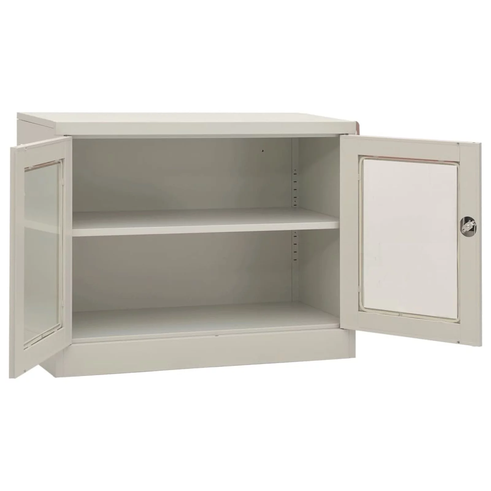 Anself Office Cabinet with Adjustable Storage Shelf and 2 Glass Door Steel Filing Cabinet Light Gray for Living Room, Bedroom