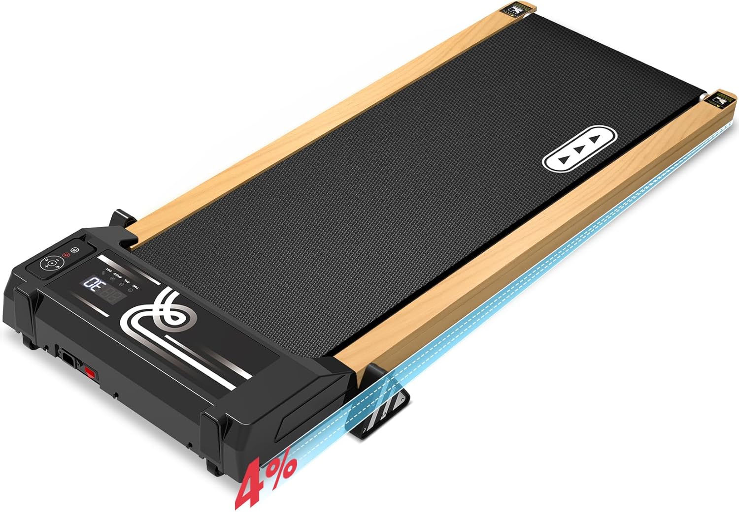 REDLIRO Wood Walking Pad with Incline - Wooden Under Desk Treadmill for Office Home - Mini Treadmills with 265lbs Capacity