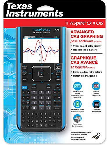 Texas Instruments TI-Nspire CX II CAS Graphing Calculator | Color Screen, 8 Built-in Apps, Python Programming, Included Software, for Math
