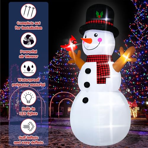 16FT Christmas Inflatable Snowman Outdoor Decorations, Giant Christmas Snowman, Holiday Blow Up Yard Decor with LED Lights
