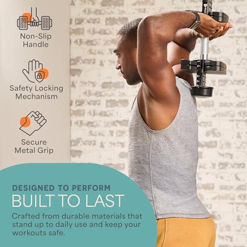 Lifepro Adjustable Dumbbells Set - 5in1-15lb 25lb 43lb 55lb weights Set & Single with Rack - Quick Adjust, Secure Grip