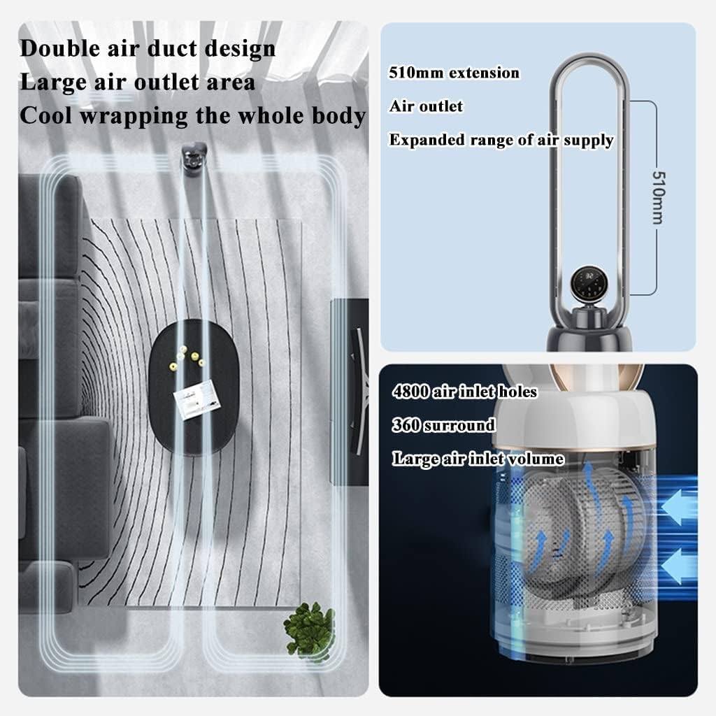 Standing Fan Humidification Function Tower Fan, Silent Circulation Air Purification Standing Fan, Home Bladeless Fan with Remote Control Quiet