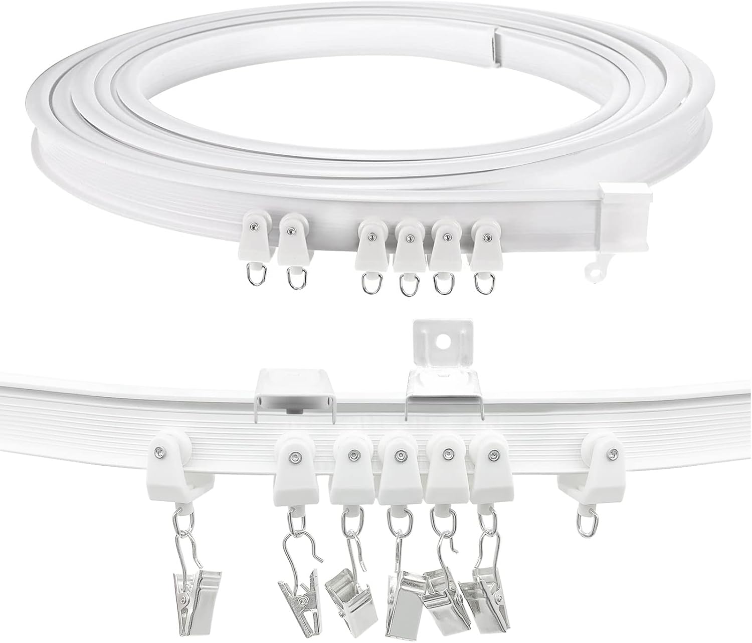 Ceiling Curtain Track Flexible Bendable Curtain Track Ceiling Wall Mount Curved Ceiling Curtain Track 10 Ft Ceiling Track for Curtains Rail Track Set