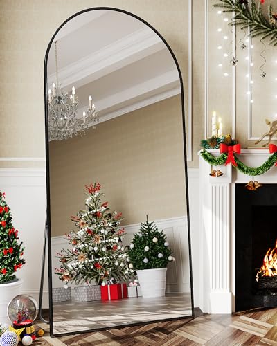 Full Length Mirror, 76"x34" Arched Floor Mirror Freestanding, Floor Standing Full Body Mirror with Stand for Bedroom