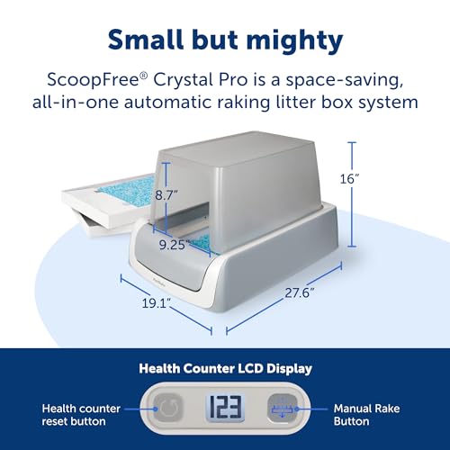 PetSafe ScoopFree Crystal Pro Self Cleaning Cat Litter Box, Front-Entry, Includes 1 Disposable Crystal Litter Tray