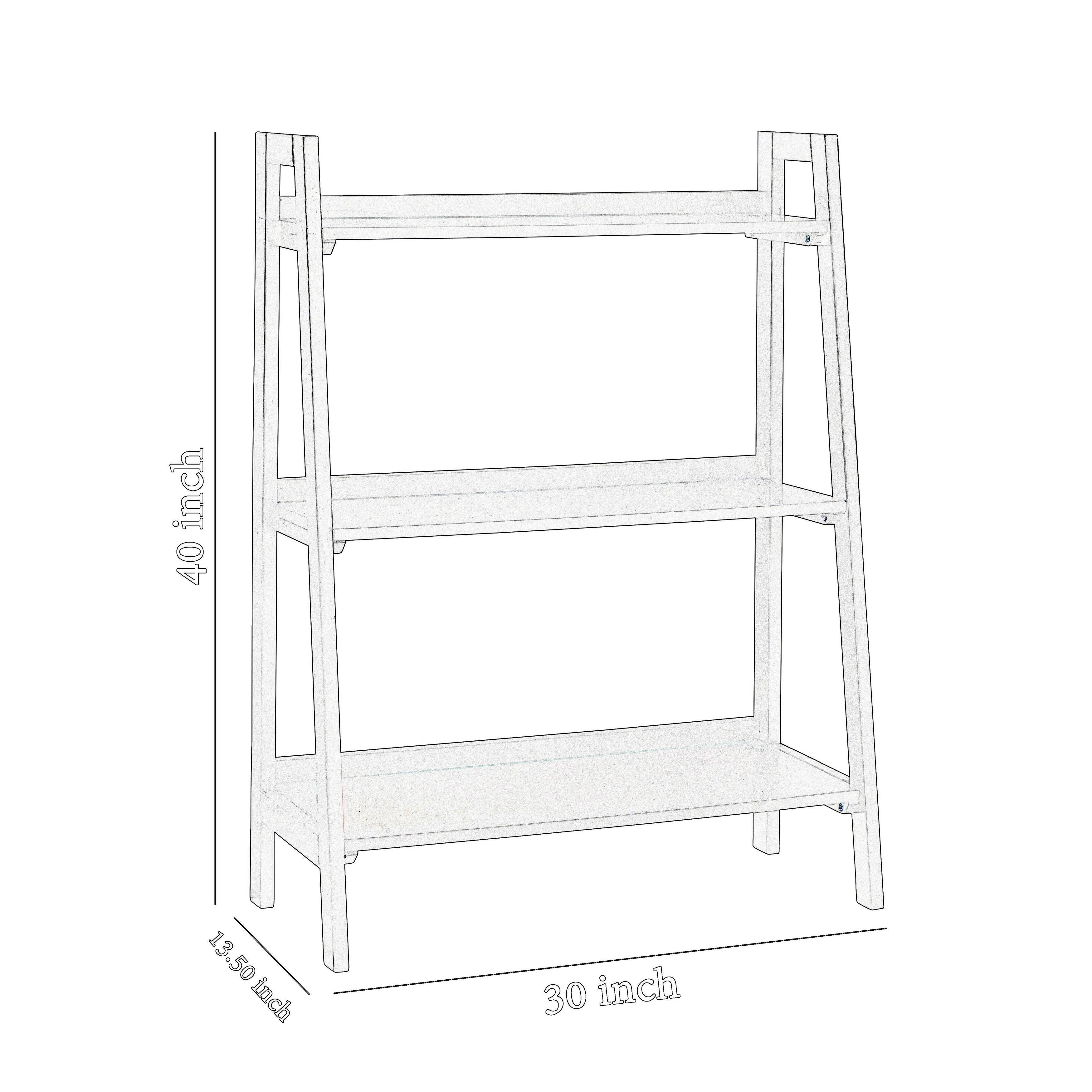 Ladder Style Wooden 3 Tier Bookcase with Metal Frame, Brown and Black