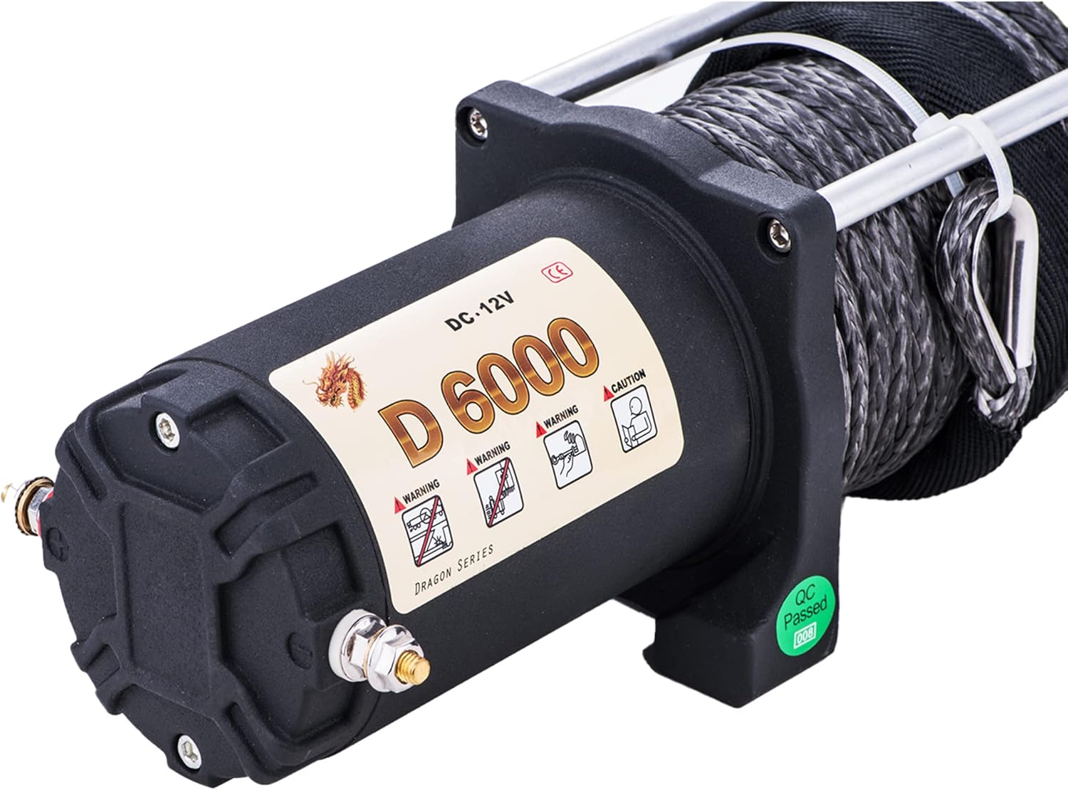 SINOKING 6000lb 12V Winch, UTV&ATV Winch with 1/4"× 49ft Synthetic Rope, Wired and Wireless Remote Control