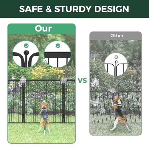 FXW Garden Fence 40in(H) x 36.0ft(L), 16 Panels Decorative Dog Fence Outdoor for The Yard – Heavy Duty Metal Animal Barrier for Dog and Rabbit