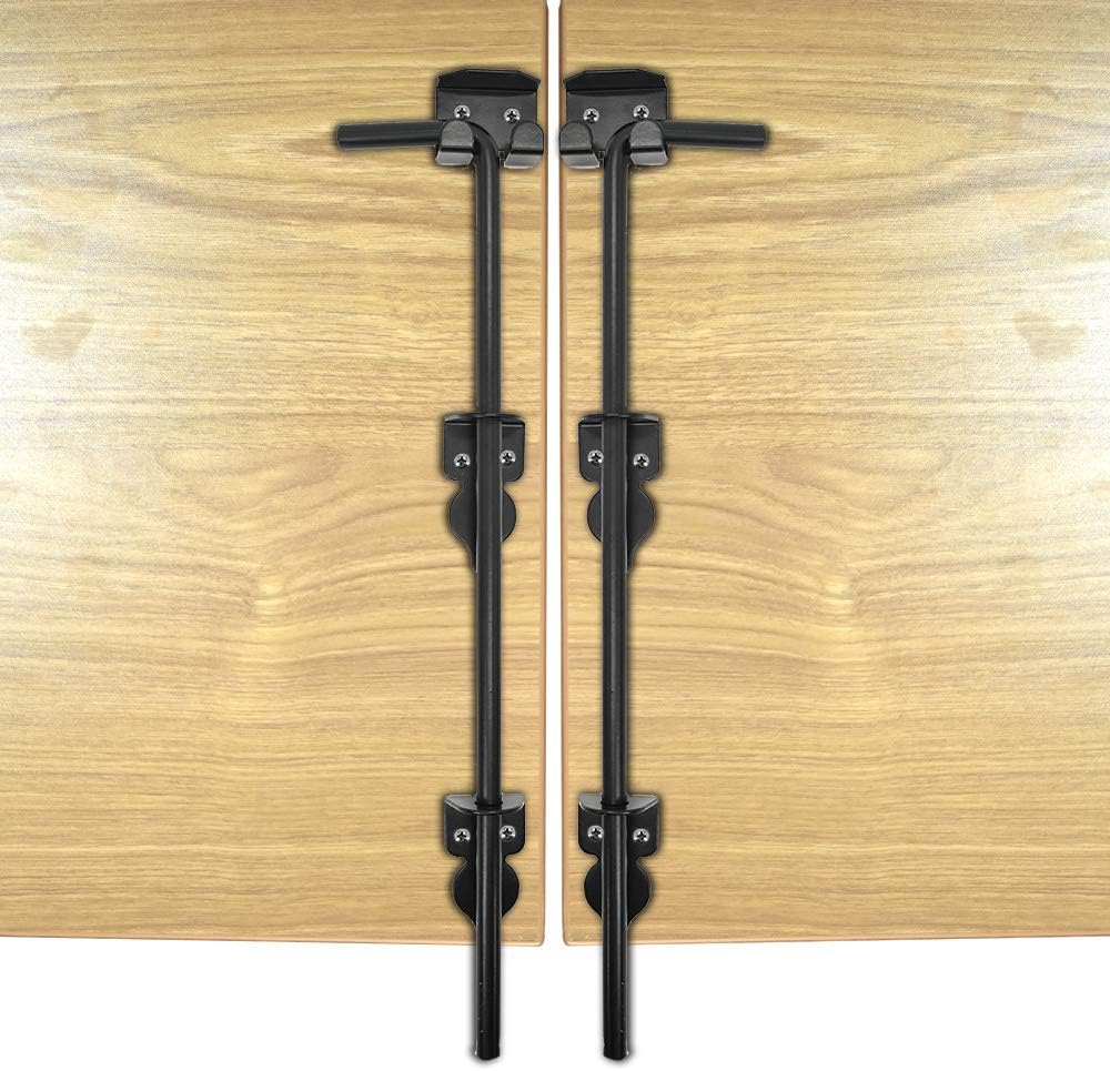 Cane Bolt Heavy Duty Gate Drop Rod 36 inch Steel with Black Finish -2 Pack for Double Door