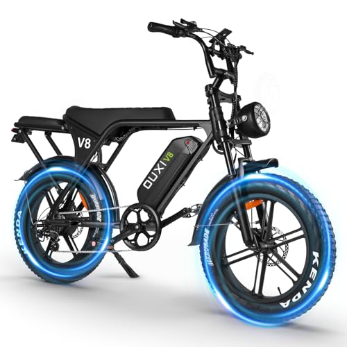 OUXI Electric Bike for Adults, Peak 500/750W/1000W, Up to 20/31 MPH, 10.4/15/30 AH Removable Battery, 16''/20" Fat Tire Electric Bike