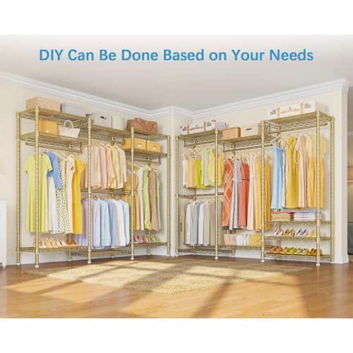 VIPEK V5 Portable Closet Wardrobe Heavy Duty Clothes Rack, Freestanding Clothing Rack with 4 Hang Rods & 8 Shelves, Adjustable Closet Racks