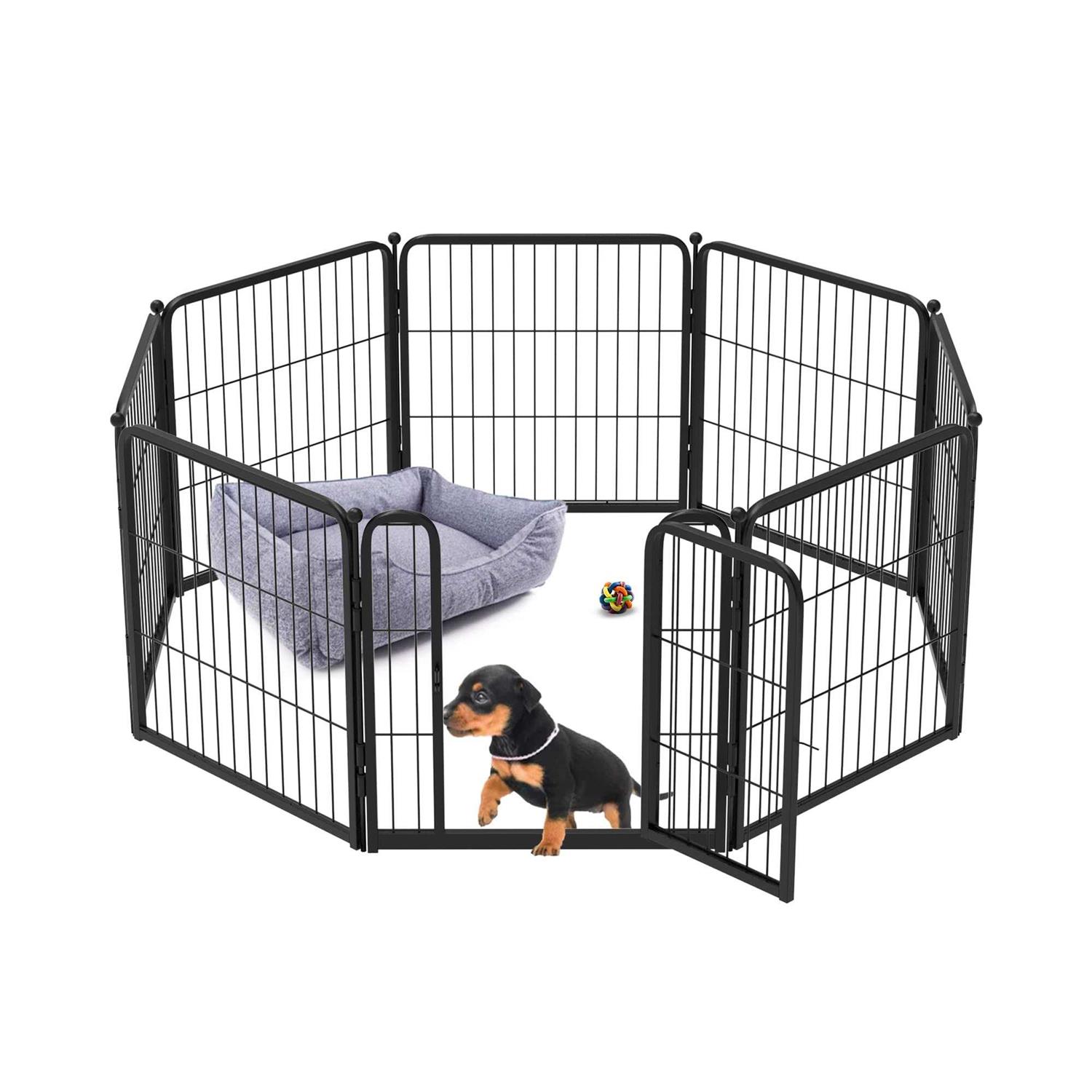 Fxw HomePlus Dog Playpen Indoor Panels 24 inch Height Dog Fence Exercise Pen for small Dogs, inside Pet Puppy Playpen with Silicone Foot Pads and