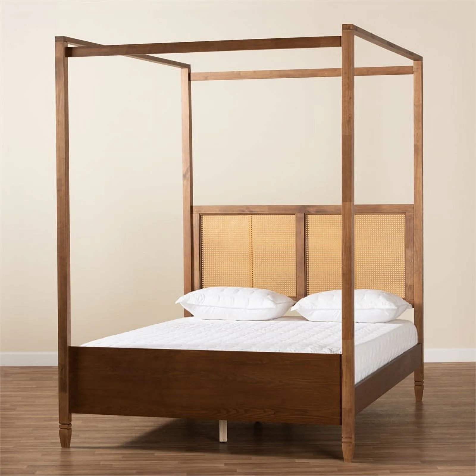 Bowery Hill Brown Finished Wood Queen Size Canopy Bed