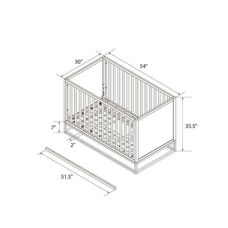 Little Seeds Haven 3 in 1 Convertible Wood Crib with Base in White and Gold - DA8028579LS