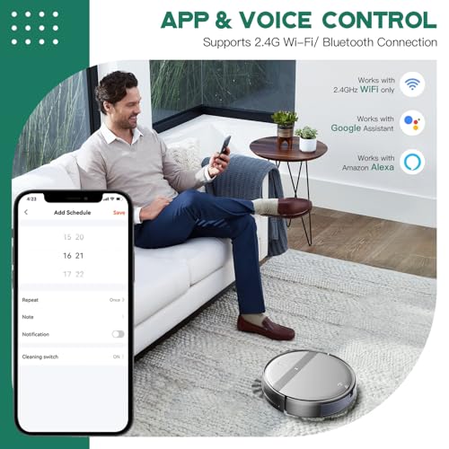 Robot Vacuum and Mop Combo, 2-in-1 Robotic Vacuum Cleaner with Tangle-Free Suction, WiFi/Alexa/App Control, Auto Recharge