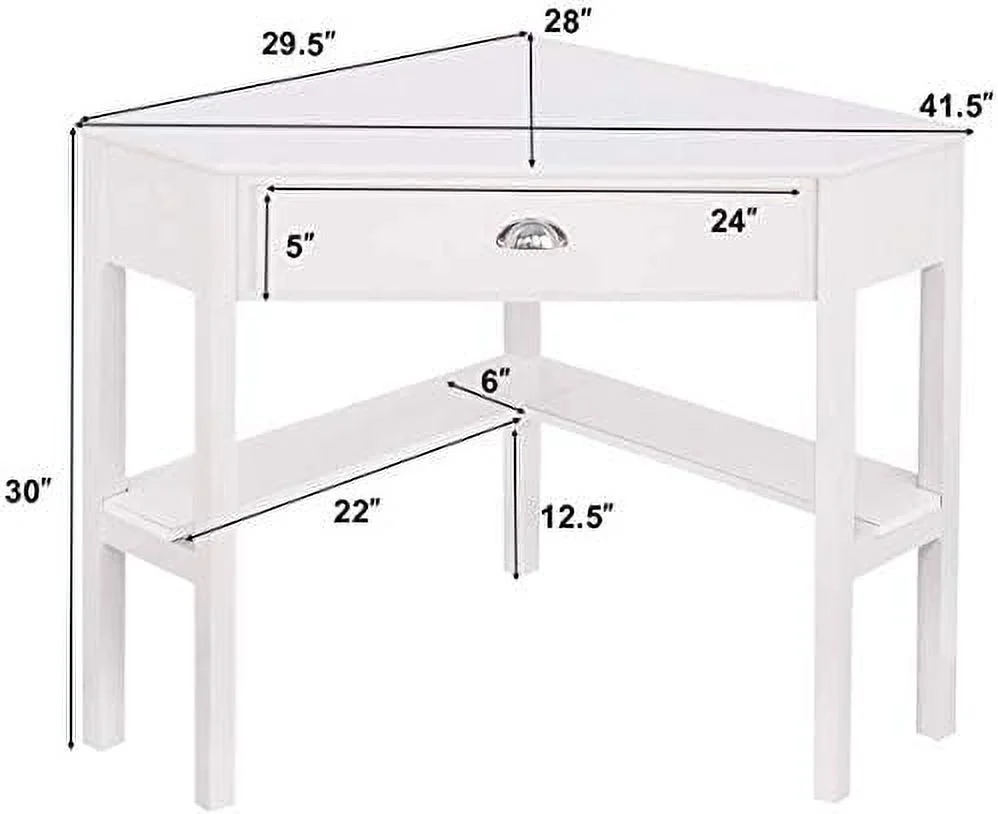 KHBIULIFE Corner Desk for Small Space  Compact Writing Table with Drawer and Shelves  Space Saving Study Modern Workstation  Laptop Corner Computer