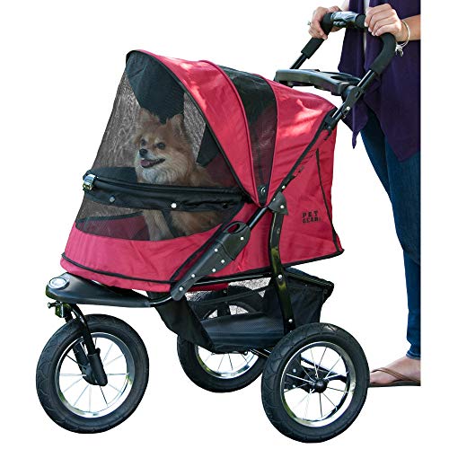 Pet Gear No-Zip Jogger Pet Stroller for Cats/Dogs, Zipperless Entry, Airless Tires, Easy One-Hand Fold, Cup Holder + Storage Basket, Navy