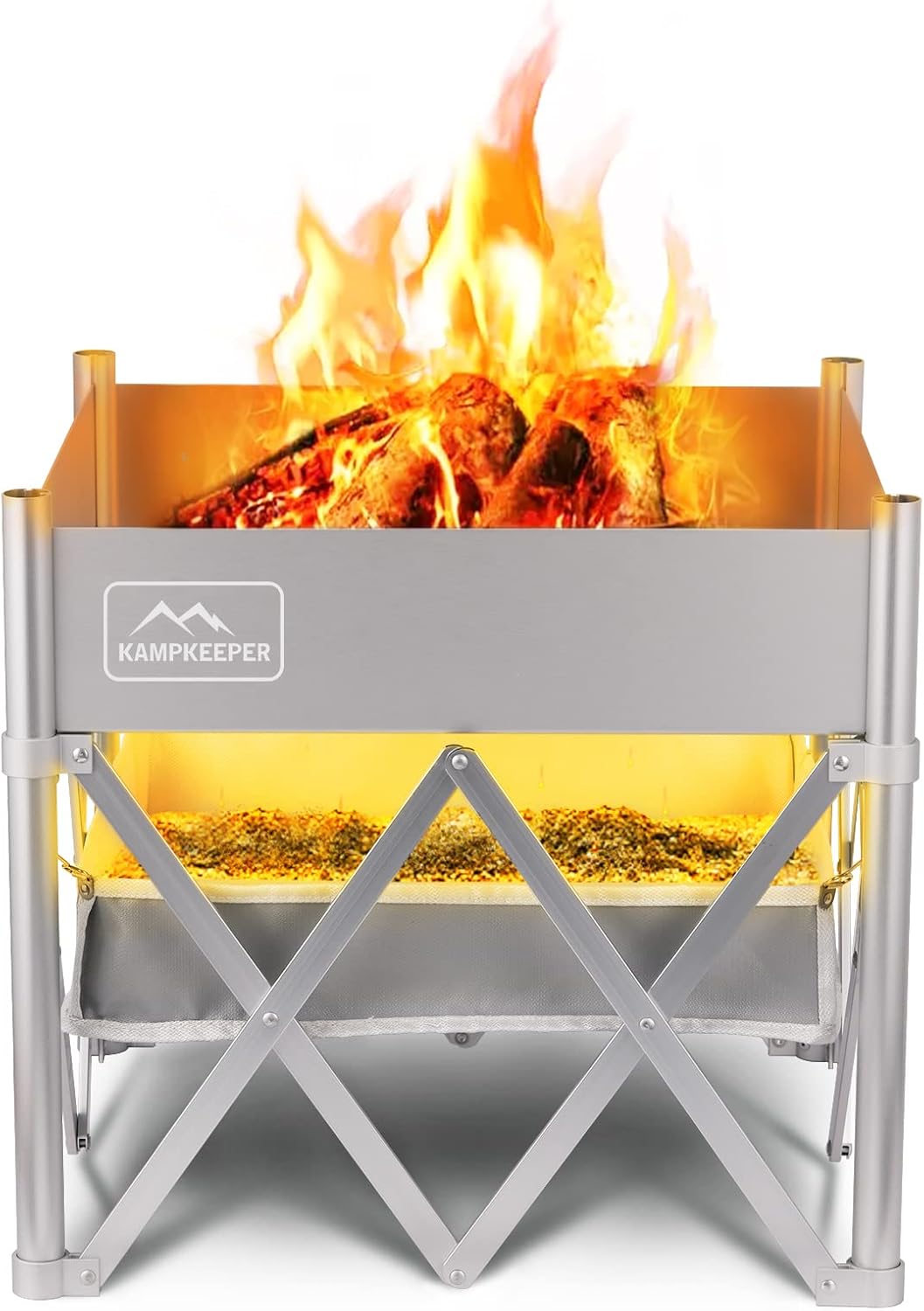 KAMPKEEPER Fire Pit 18 Inch Outdoor Wood Burning Fire Pit,Portable Fire Pit for Camping, Beach Parties,and More