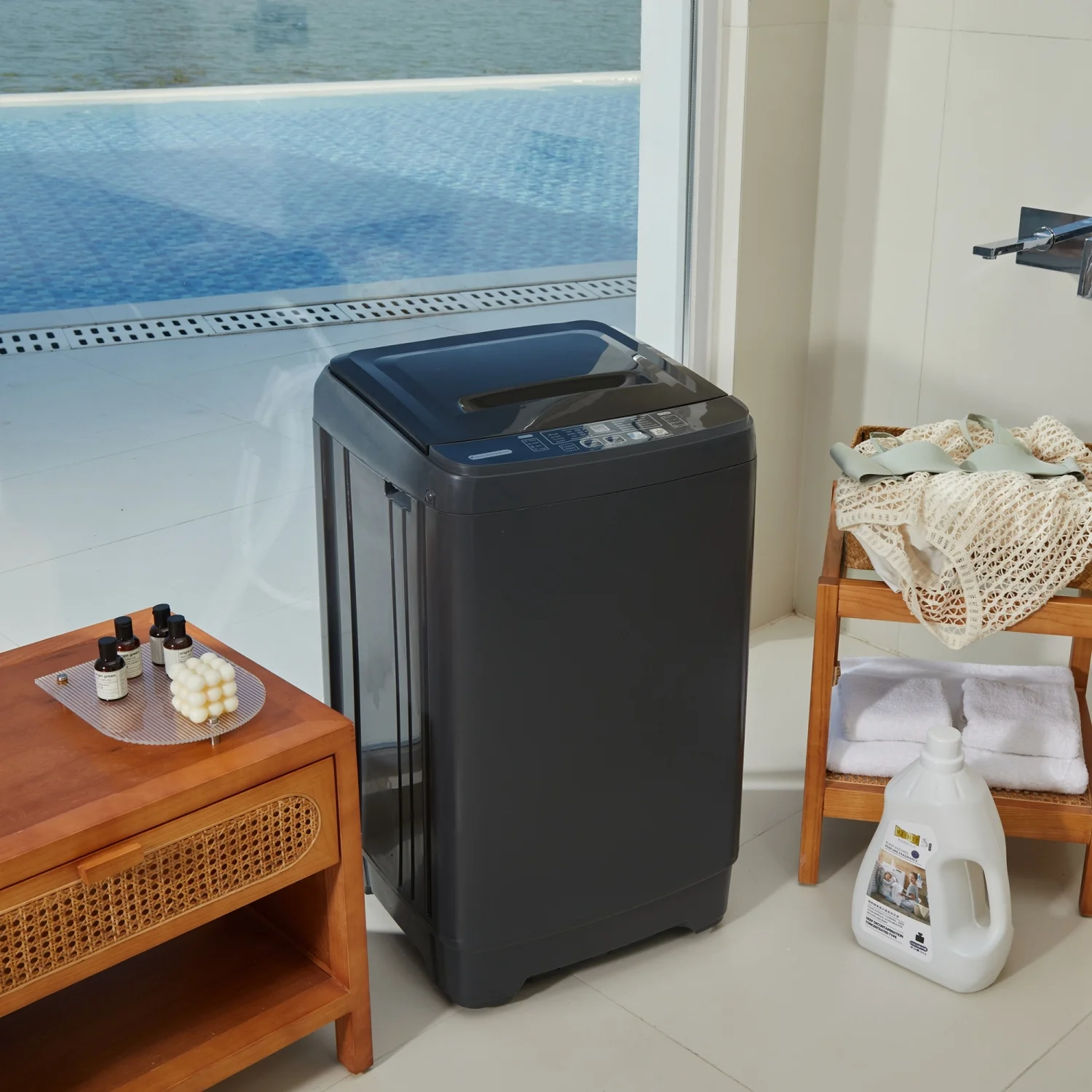 Churanty Small Portable Home Automatic Washer Machine with Drain Pump 17.6 Pounds for Apartments Dorms Laundry
