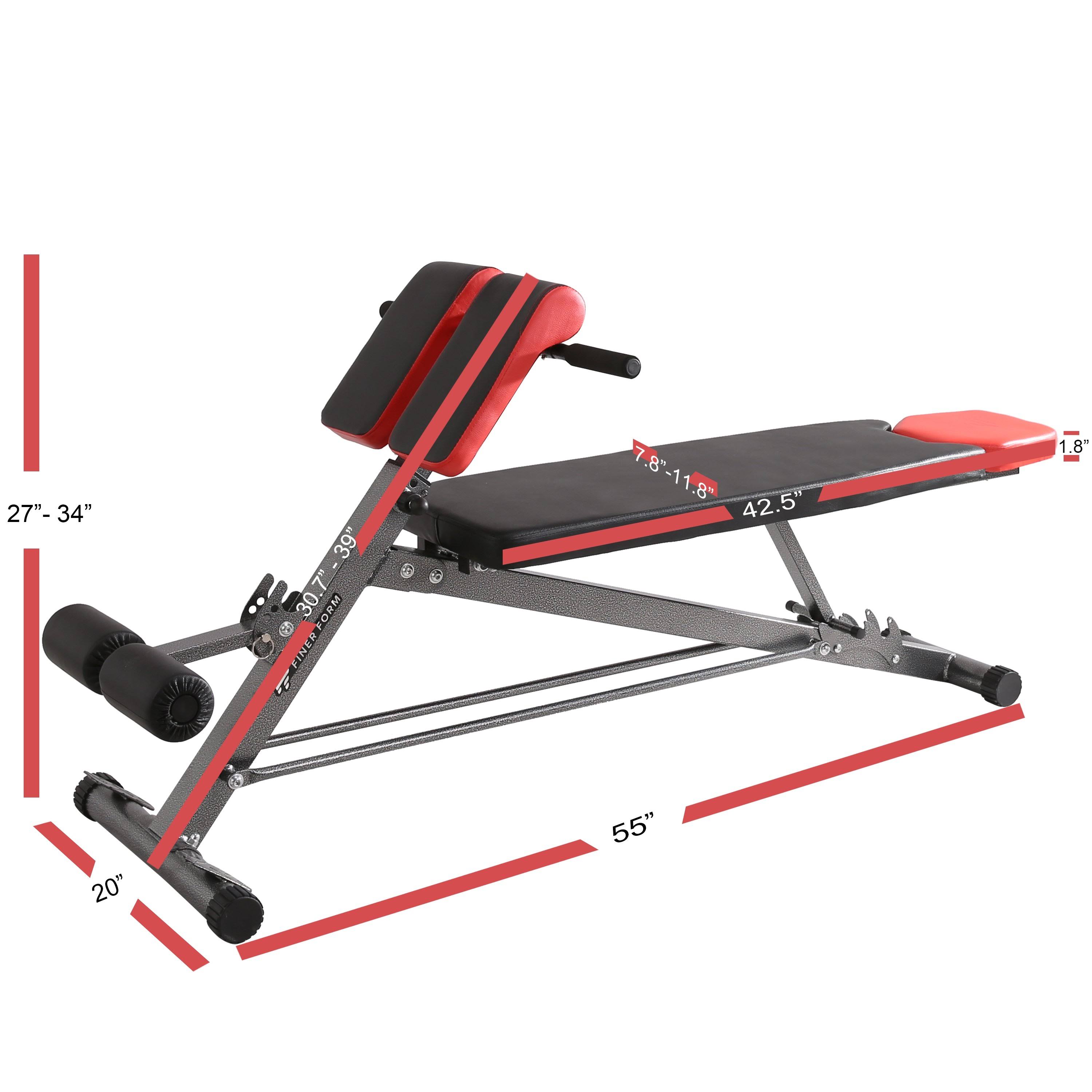 Finer Form Multi-functional Bench for Full All-in-One Body Workout – Hyper Back Extension, Roman Chair, Adjustable AB Sit Up Ben