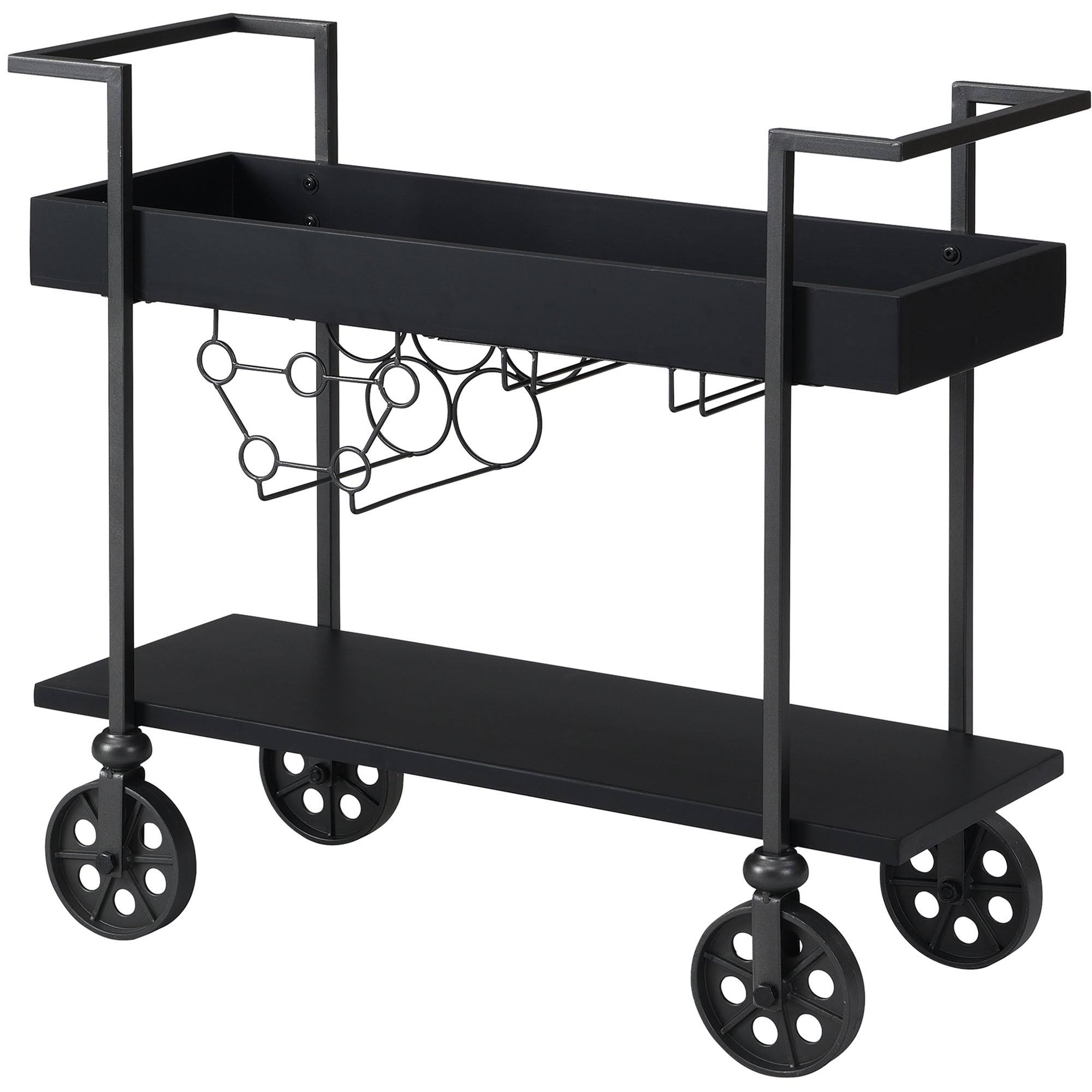 FirsTime Factory Row Industrial Farmhouse Wheeled Bar Cart - Black