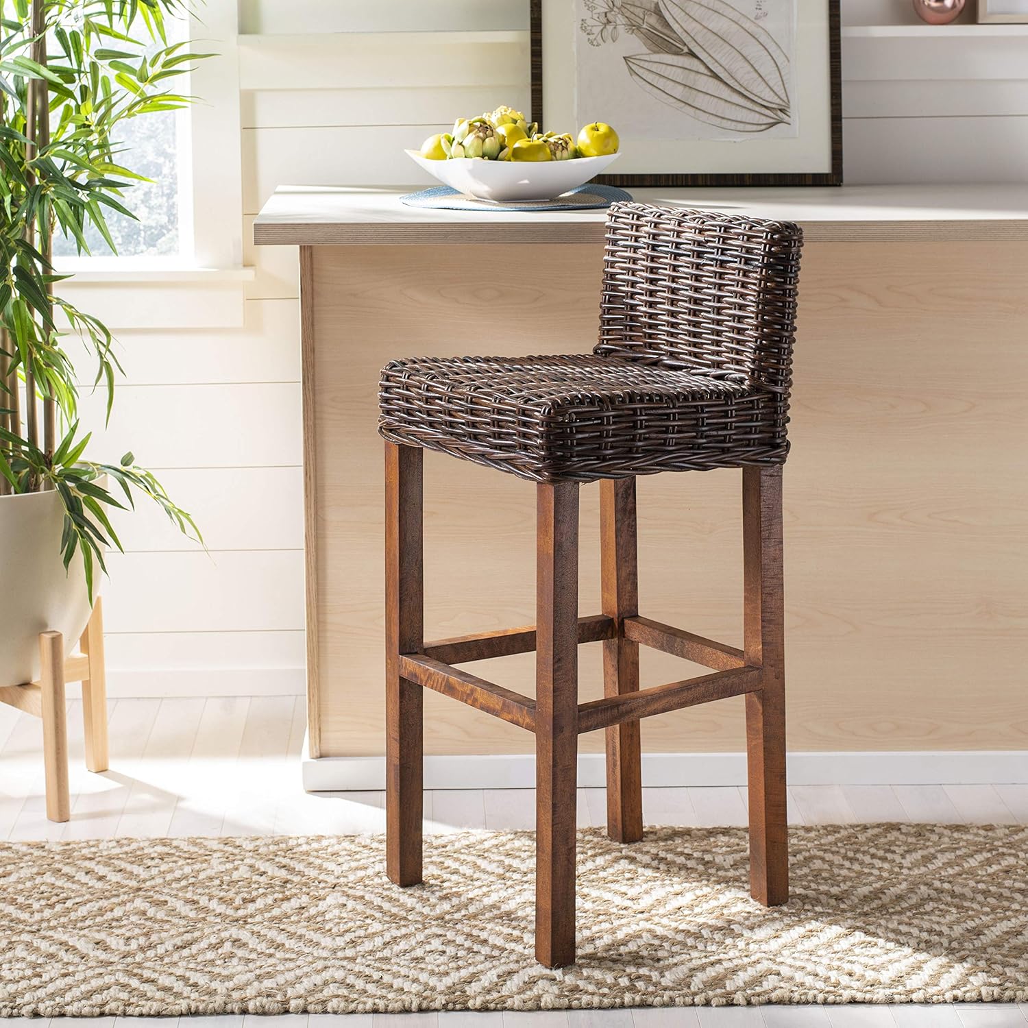 Safavieh Home Collection Cypress Cappuccino Wicker 30-inch Bar Stool