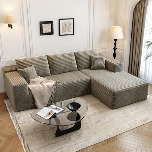 107.5" Cloud Modular Sectional Sofa with 1 Ottoman,Modern Minimalist Upholstered Couches, Comfort U Shaped Sofa for Living Room