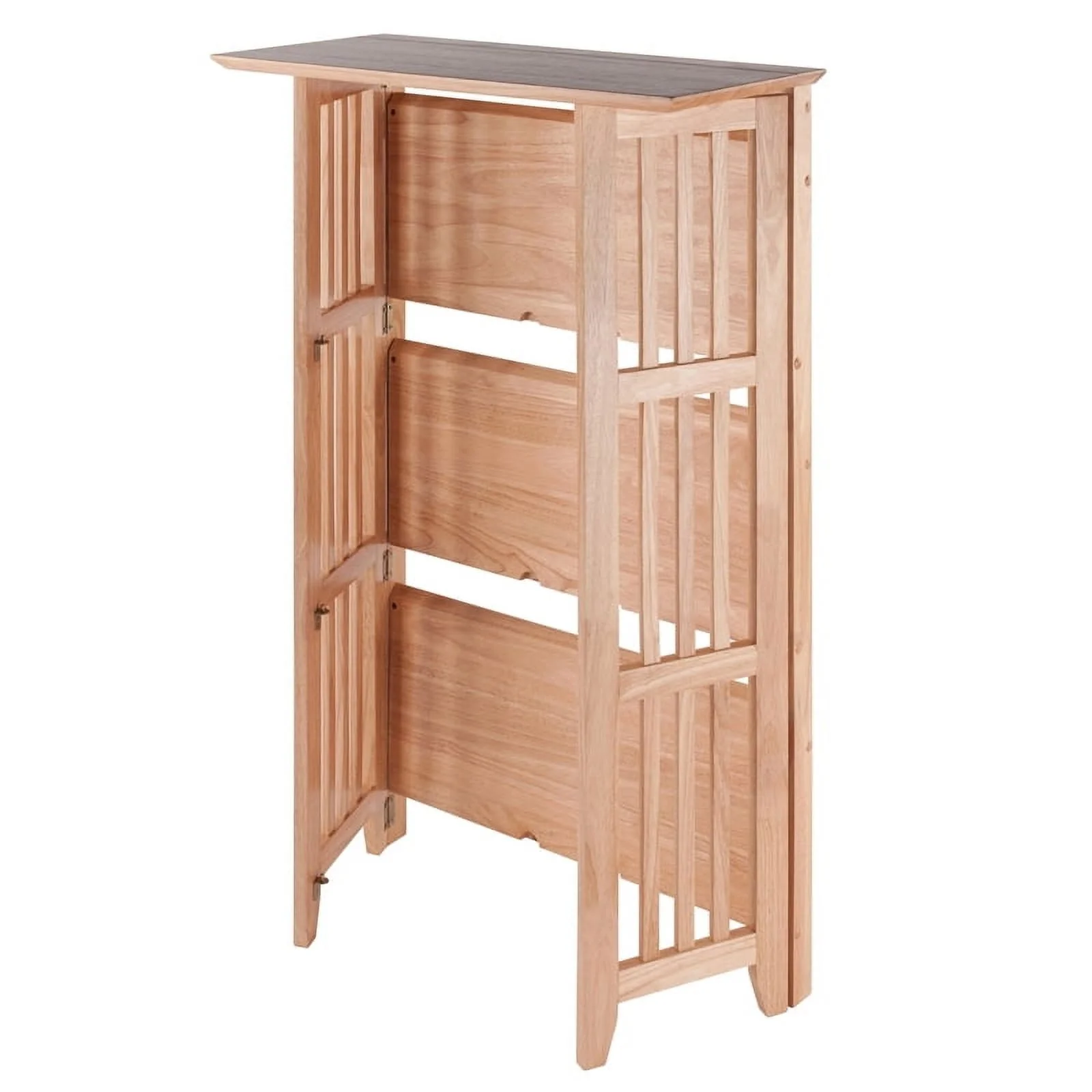 Bowery Hill 4-Tier Transitional Wood Folding Bookcase in Natural