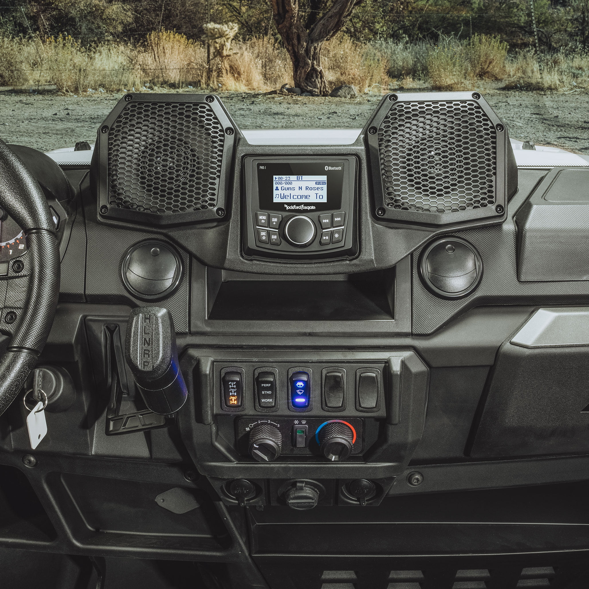 Rockford Fosgate RNGR18-STG1 Audio Kit: All-In-One Dash Housing Pre-installed with PMX-1 Receiver and 5.25" Speakers for Select Polaris Ranger Models
