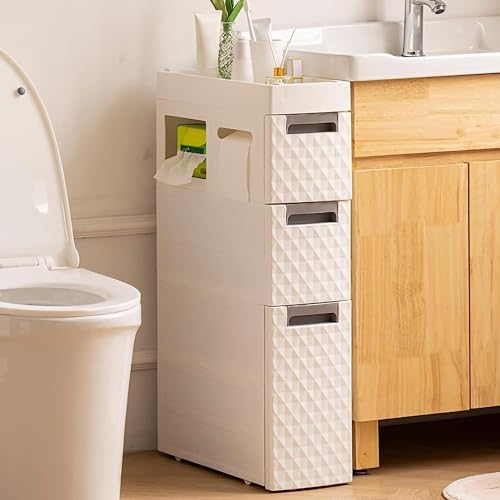 Small Bathroom Storage Cabinet - Narrow Slim Organizer Side Corner Unit