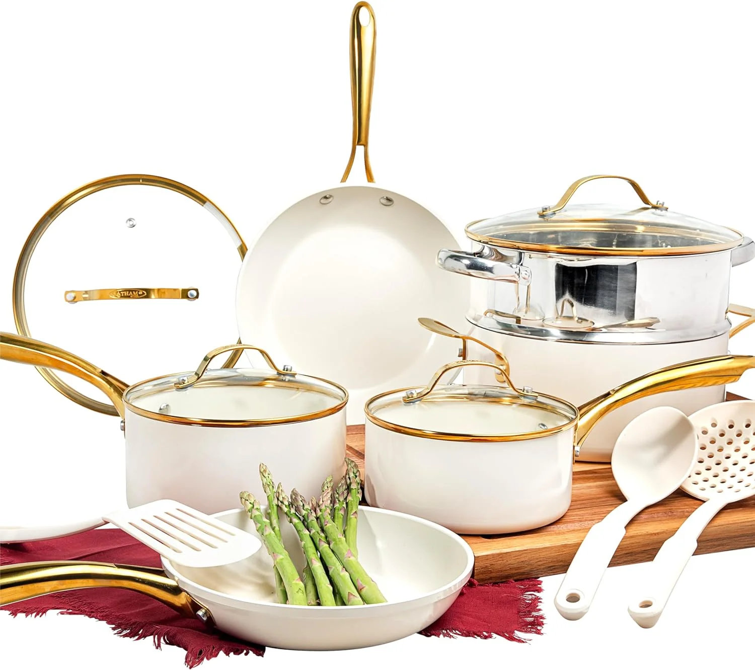 Gotham Steel 15 Pc Pots and Pans Set Non Stick Cookware Set, Pot and Pan Set, Kitchen Cookware Sets, Ceramic Cookware Set, Nonstick Cookware Set