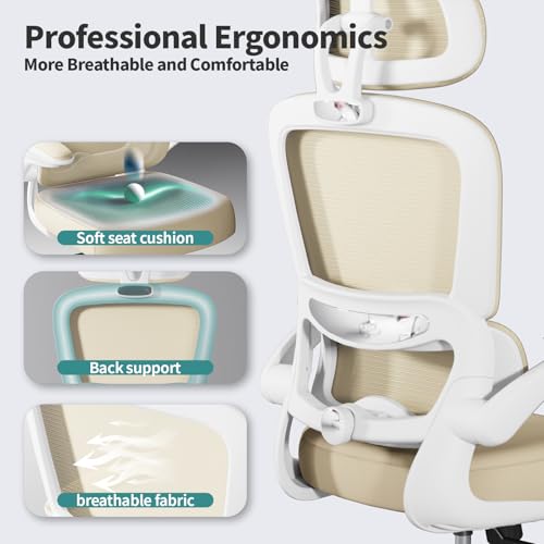 TRALT Office Chair Ergonomic Desk Chair, 330 LBS Home Mesh Office Desk Chairs with Wheels, Comfortable Gaming Chair
